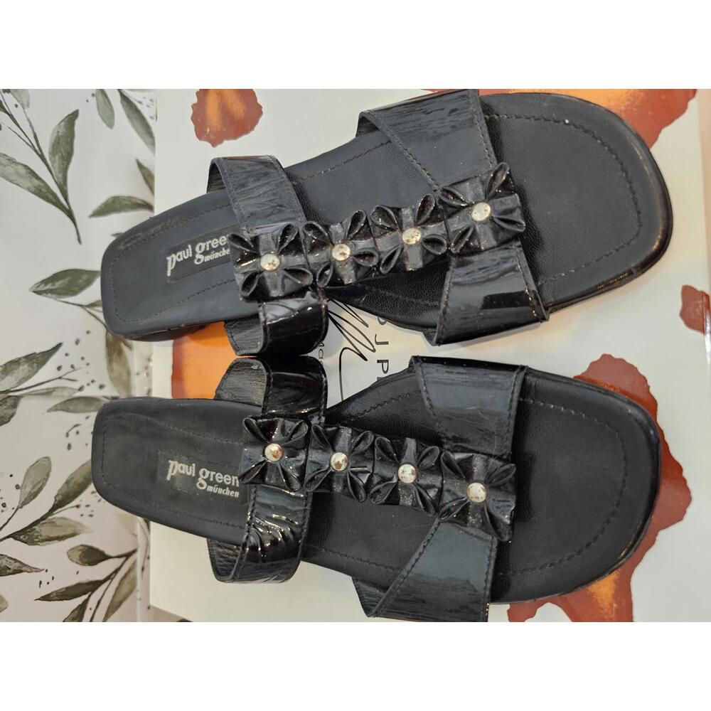 Paul Green Sandals Black Womens Size 6.5  Floral